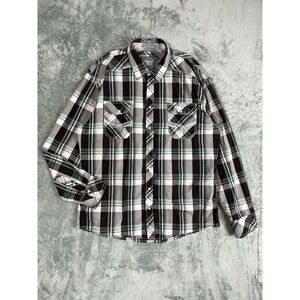 Buckle‎ BKE Pearl Snap Shirt Mens XXL Plaid Athletic Cowboy Western Long Sleeve